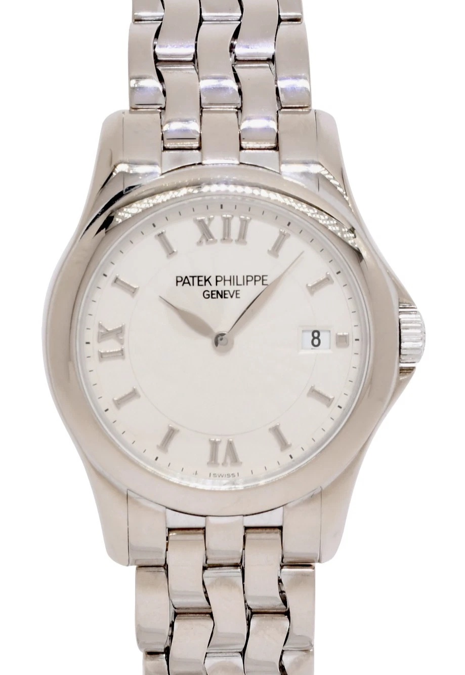 Patek Philippe — Patek Philippe Calatrava 18k White Gold Ladies 28mm Quartz Watch +Papers 4906/1G