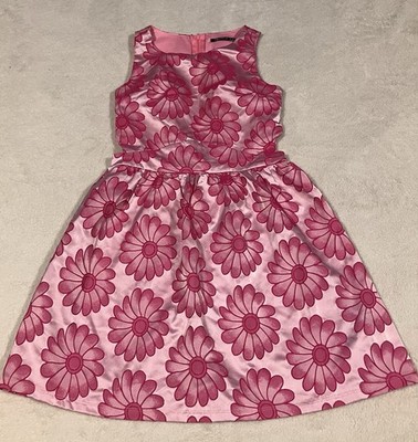 Miss Behave Girls Flower Girl Fit & Flare Brocade Pink Dress Sz M Easter Attire