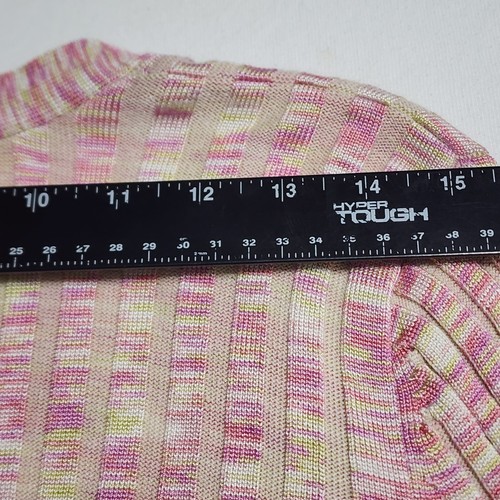 JH Collectibles Silk Blend Cardigan Sweater Set Sz L Pink Multi Color Front Tie - Picture 10 of 18