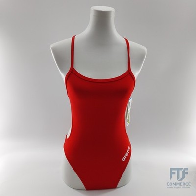 ARENA Damen Women's Team Swimsuit Challenge Solid Badeanzüge, Red-white, 30 EU
