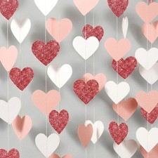 KatchOn, Felt Heart Garland for Valentines - Pack of 6  Hanging Hearts Decor...