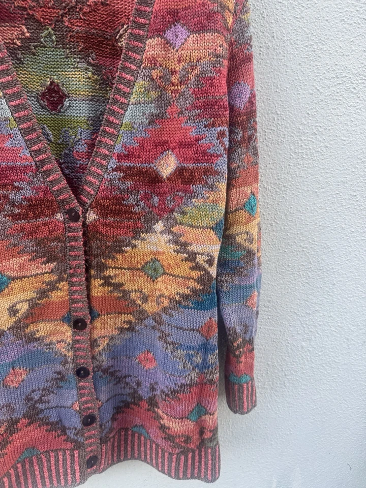 Cárdigan Largo Tejido Algodón Pima Peruvian Connection Suéter Navajo Azteca Para Mujer S Foto 3 de 4