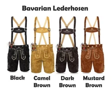 Custome Authentic German Bavarian Oktoberfest Lederhosen Short Suede Leather