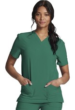 Dickies Scrubs Unisex V-Neck Top DK619 HNPS Hunter Green Free Shipping