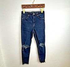 Wild Fable Highest Rise Jeans Skinny Blue Distressed Raw Hem Casual Denim Womens