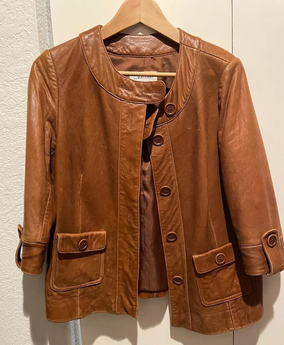Calvin klein cheap leather coat