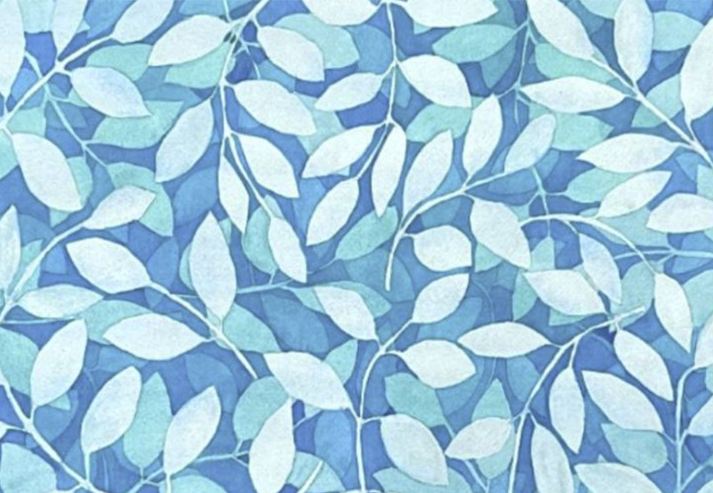 PAINTING WATERCOLOR 11X14 & DOUBLE MAT 16X20 LEAVES BLUE GREEN FOLIAGE ORIGINAL