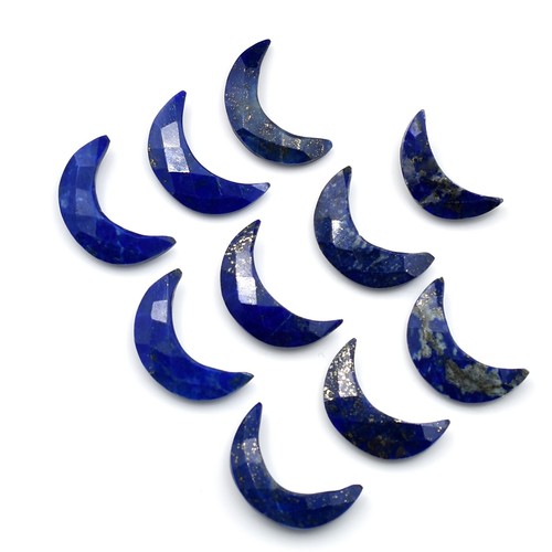 Natural 7X18 mm Lapis Lazuli Hand Carved Moon Gemstone For Jewelry Making Stone - Picture 4 of 11