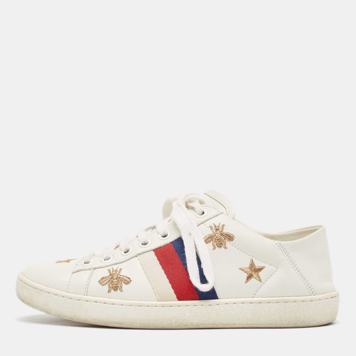 Gucci White Leather Star Ace Low Top Sneakers Size 34.5 | eBay Gucci White Leather Star Ace Low Top Sneakers Size 34.5 | eBay