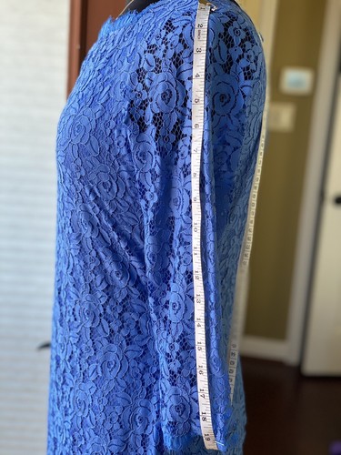Pre-owned Women’s Diane Von Furstenberg 'Zarita' Lace Sheath Dress In Blue Sz 8 - Picture 4 of 9