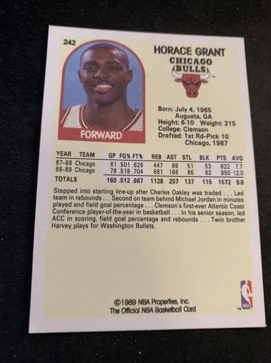 1989-90 NBA Hoops Basketball Card #242 Horace Grant Chicago Bulls