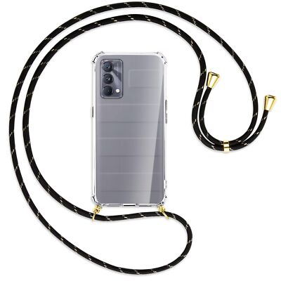 Handykette für Realme GT Master Edition (6.43'') schwarz/gold (G) Hülle mit Band