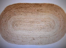VHC Brands April & Olive 20 X 30" Jute Oval Rug w/ Non Skid Pad Creme Natural