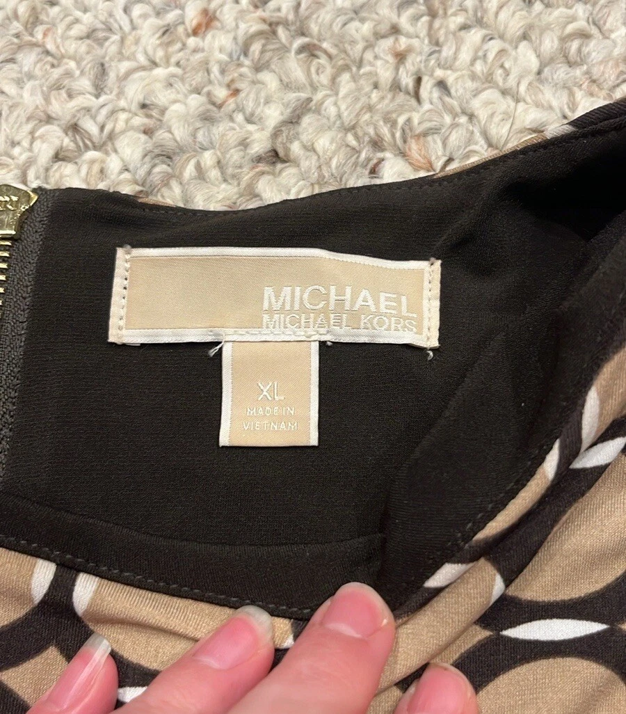 Abito midi Michael Kors Neiman Marcus Op Art geometrico carriera lavoro taglia XL