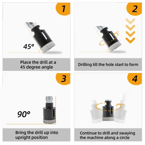 8pcs Diamond Core Drill Bits Set Ceramic Tile Marble Granite Hole Saw Cutter Kit - Picture 10 of 10