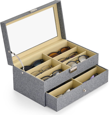  Organizador de lentes de sol con 12 ranuras, caja de almacenamiento de lentes  