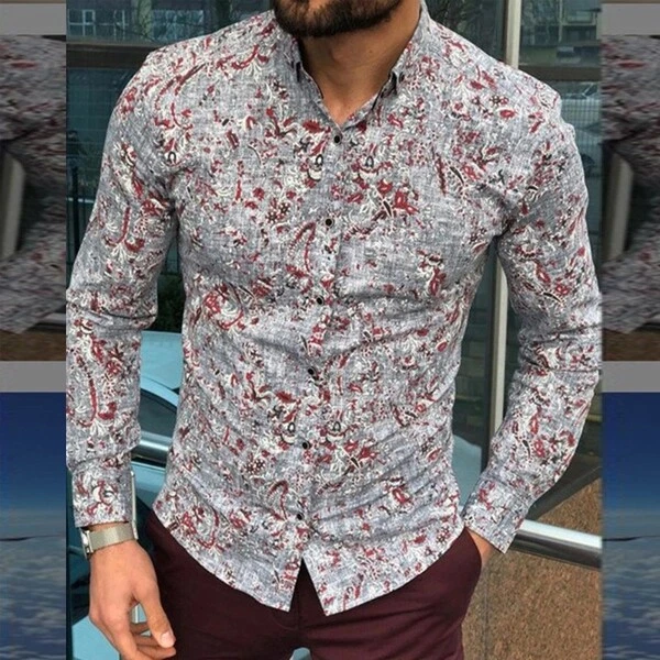 Mens slim hotsell fit floral shirt