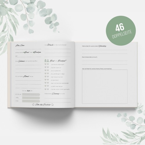 Gästebuch Hochzeit mit Fragen zum Ausfüllen, 104 Hochwertige Seiten, Hardcover - Bild 3 von 9