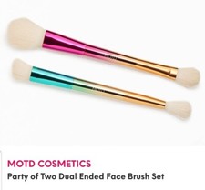 NEW MOTD COSMETICS Party of Two Dual Ended Face Brush Set Blush Contour Eyes