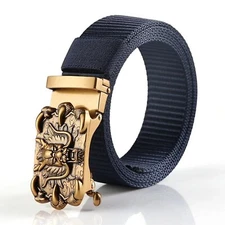 Luxury Designer Nylon Belt Dragon Buckle Waist Strap Belt for Jeans Waistband