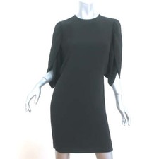 Stella McCartney Petal Sleeve Shift Dress Black Stretch Crepe Size 38