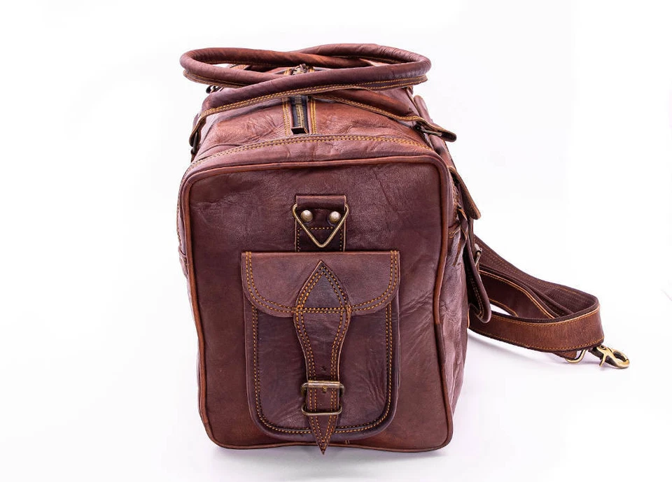 Oferta - Bolsa de Viaje de Cuero 22" Lona Gimnasio Hombres Equipaje De Colección Noche Fin de Semana Foto 3 de 4