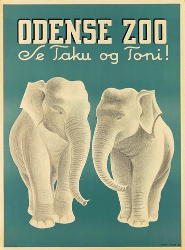 Odense Zoo Elephant Denmark Scandinavia Vintage Travel Advertisement Print Ebay
