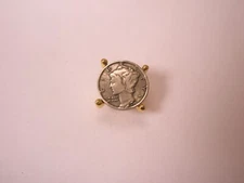 Miniature Mercury Dime 10 Cent US Coin Vintage Tie Tack Lapel Pin mint money x74