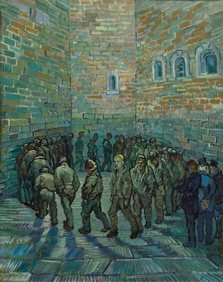 Der Gefängnishof Vincent van Gogh Gerahmte Leinwand Wandbild Poster Druck