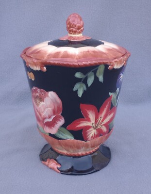Certified International Pamela Gladding Black Tapestry - Medium Canister 8 3/8''