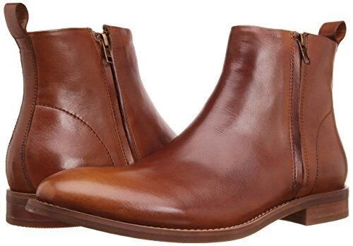 Men Chelsea leather boots, Men brown zipper boots, Men Ankle boots, Zipper boot