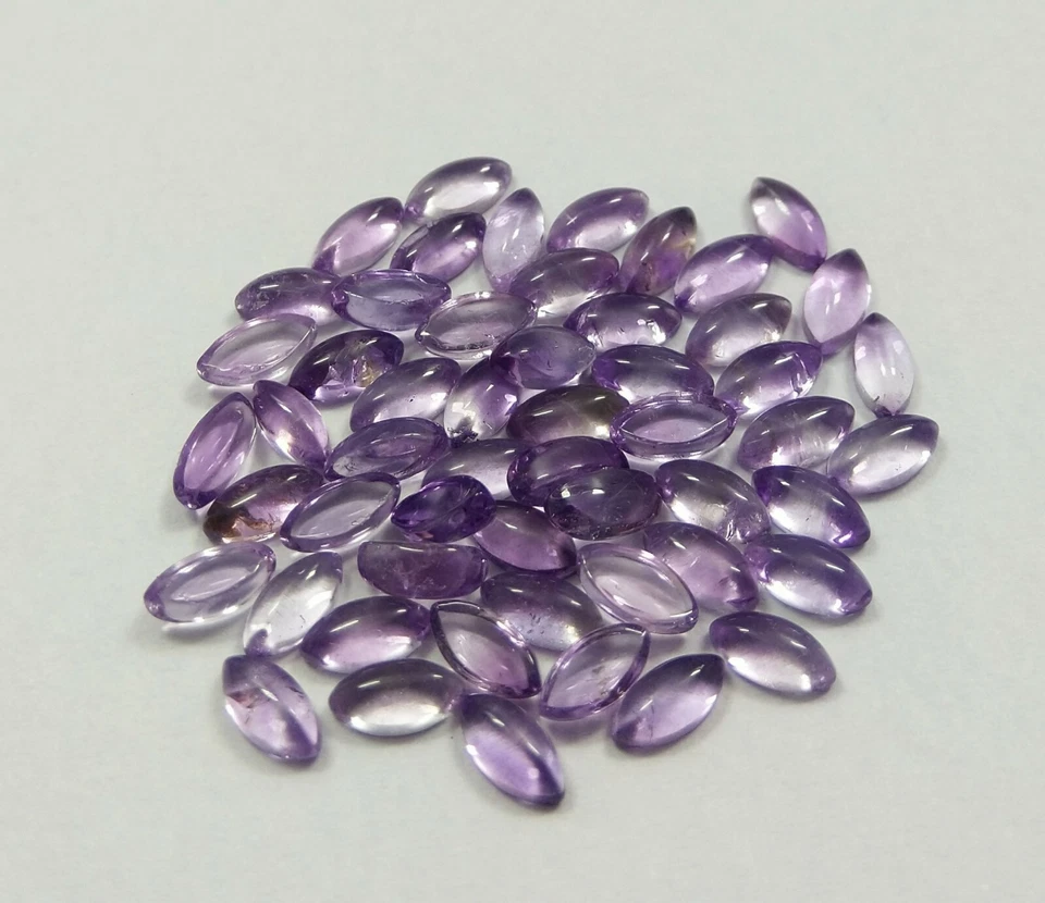 Lotto calibrato ametista viola naturale 11,35 ct cabochon marquise brillante ... - Immagine 4 di 4