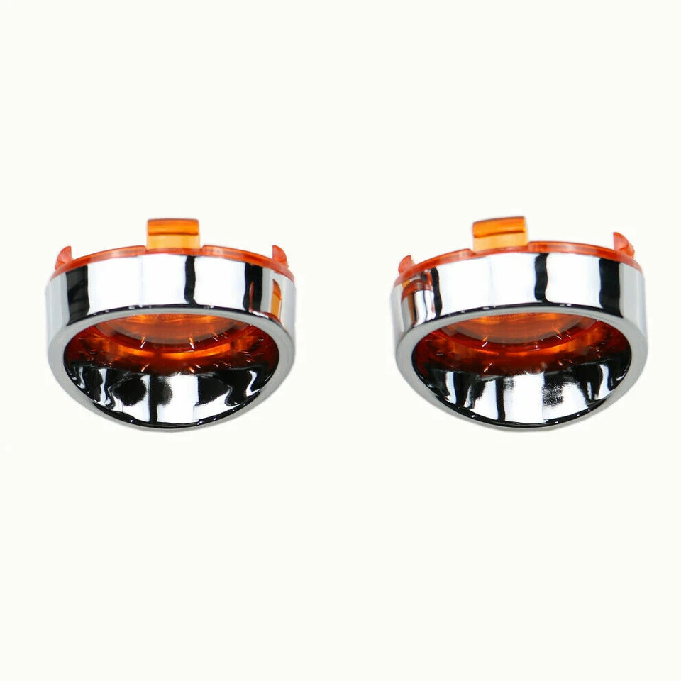 2Pcs Amber Bullet Turn Signal Lens Cover For Harley Dyna Softail FXDL FLHX V-Rod - Image 3 of 4