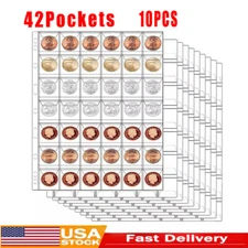 42-Pocket Coin Pages for Collectors, Standard 9-Hole Coin Collection 10 Sheets