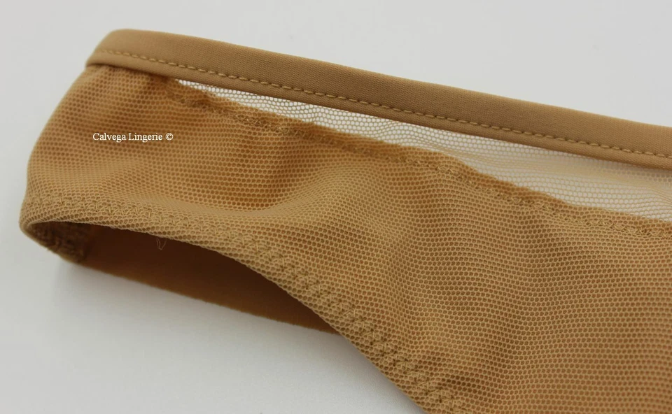 NWT La Perla 0013432 "Timeless" Low-Rise Nylon / Mesh Thong, Beige, M, Italy - Image 2 of 4