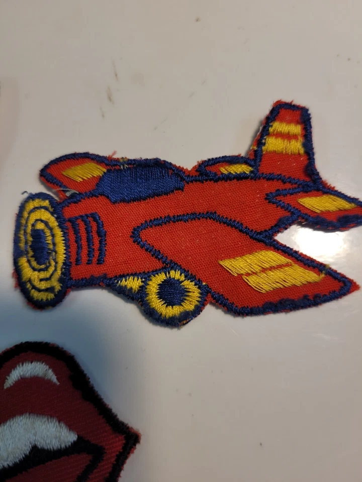 4 Vintage Cloth  Patch  Red Airplane Poulan Chain Saw Green Airforce Red Tongue - Image 3 of 4