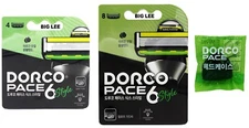 Dorco Pace 6 Style Safety Trimmer Blades Travel Cover 12 Refill Cartridges