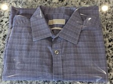 Michael Kors Slim Fit Long Sleeve Shirt 16-16 1/2 34/35 Purple Plaid VGC