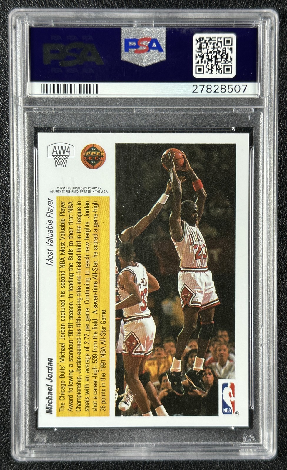 MICHAEL JORDAN PSA 9 1991-92 UPPER DECK #AW4 AWARD WINNER HOLOGRAMS BULLS 8507 view 2