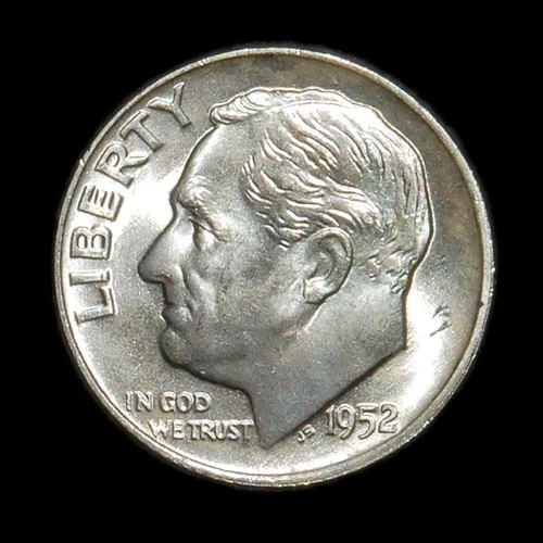 1952-D Roosevelt Dime - BU CHOICE Brilliant Uncirculated. 90% Silver. A Beauty!