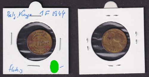 1 Franc Messing Münze Belgisch Kongo Congo 1944 ss (166169)