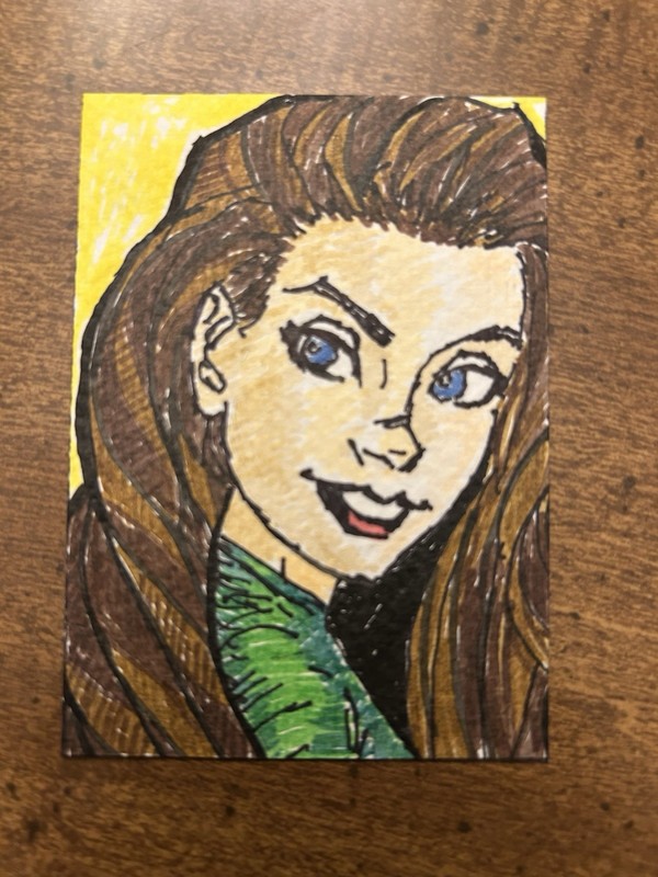 ACEO Original Pen & Ink Fantasy Comic Woman ATC Artist Trading Card OOAK 2.5x3.5