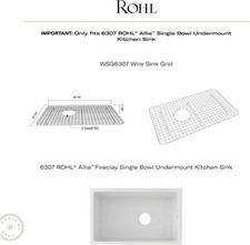 Rohl WSG6307WH white 26-1/4-Inch by 15-1/4-Inch Wire Sink Grid 6307 Kitchen