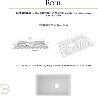 Rohl WSG6307WH white 26-1/4-Inch by 15-1/4-Inch Wire Sink Grid  6307 Kitchen