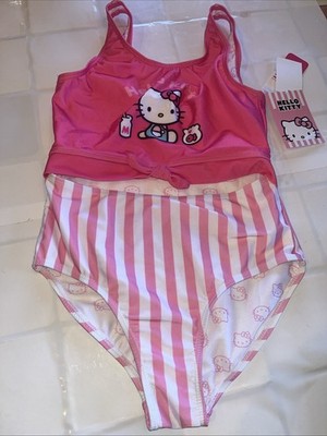 Hello Kitty One Piece Girls Swimsuit  Size 10-12 E6