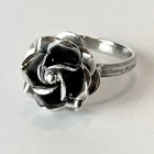Vintage Sterling Silver Oxidized/ Rose Ring Size 9/ 5.2 Grams/ Made In Mexico