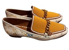 Tory Burch Mini Benton Charm Loafer Afternoon Tea Floral White and Yellow Size 8