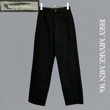 USED 80S BRUSH TAG ISSEY MIYAKE MEN WOOL PLEATED PANTS BLACK SIZE ARCHIVE GOOD