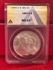 1885 -O  $1 Morgan Silver Dollar -  ANACS MS 63