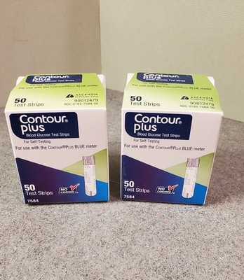 BRAND NEW CONTOUR PLUS Glucose Test Strips, (2) Boxes Of 50 In LOT